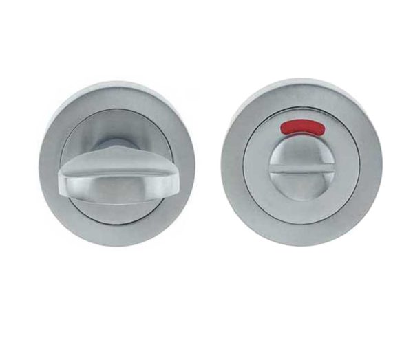 Frelan Hardware Bathroom Turn & Release With Indicator (50Mm X 10Mm), Satin Chrome