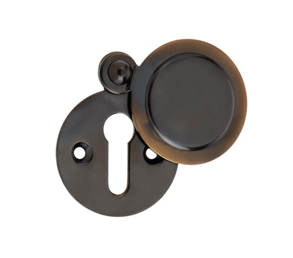 Frelan Hardware Standard Profile Round Covered Escutcheon, Antique Brass