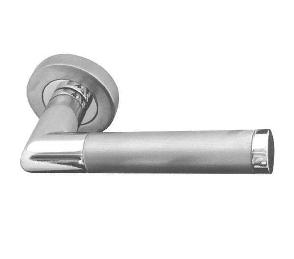 Mitred Handle On Rose Polished Chrome/Satin Chrome