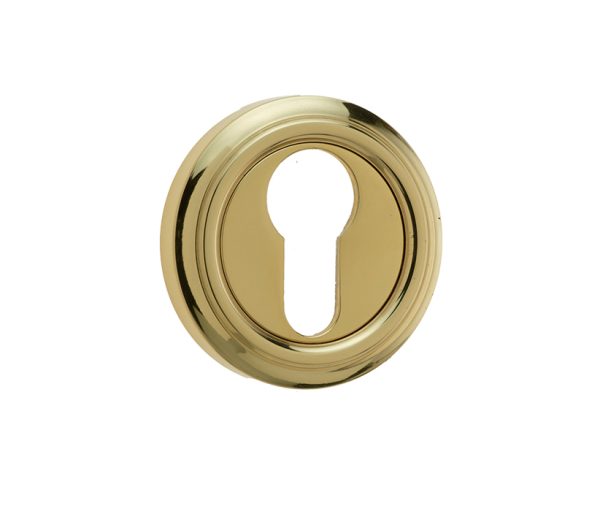 Frelan Hardware Parisian Euro Profile Escutcheon, Polished Brass