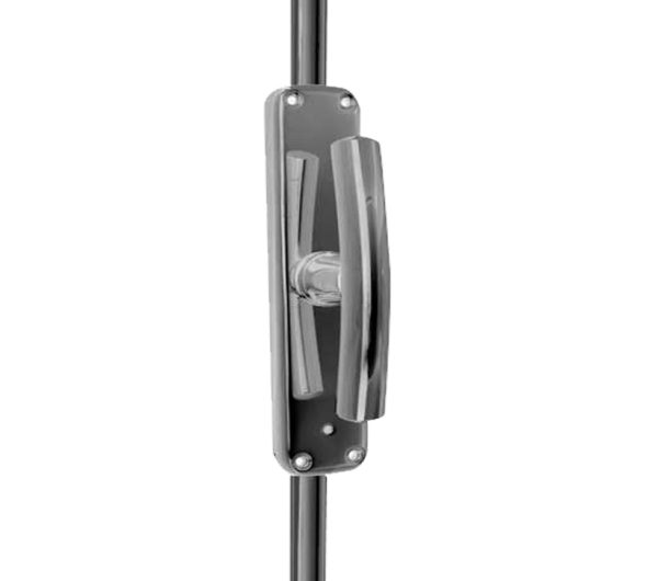 Frelan Hardware Locking Espagnolette Bolt With Curved Handle, Polished Chrome