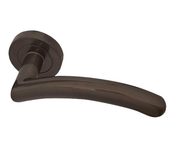 Frelan Hardware Mailand Door Handles On Round Rose, Dark Bronze (Sold In Pairs)