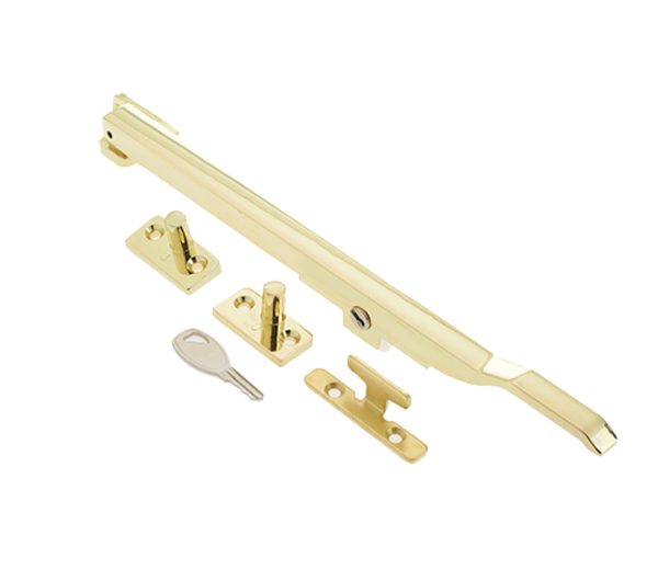 Frelan Hardware Lockable Casement Window Stay (10"), Polished Brass