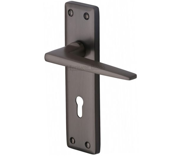 Heritage Brass Kendal Door Handles On Backplate, Matt Bronze (Sold In Pairs)