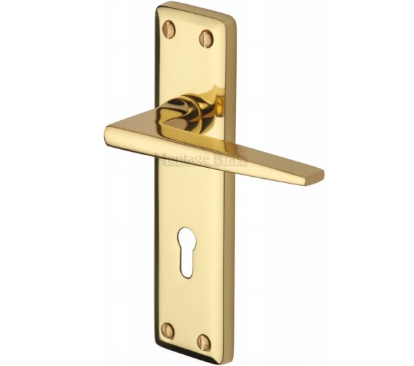 Heritage Brass Kendal Door Handles On Backplate, Polished Brass (Sold In Pairs)