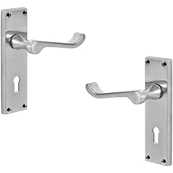 Victorian Scroll Door Handles - 118mm x 40mm - Satin Chrome