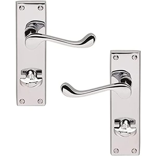 Victorian Scroll Door Handles - 150mm x 40mm - Polished Chrome