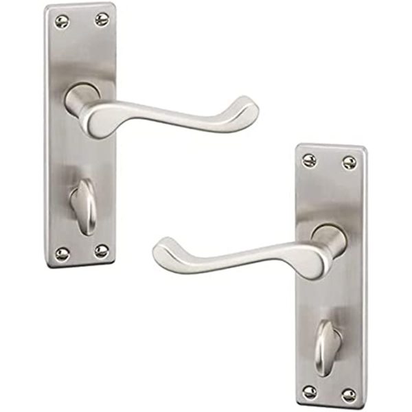 Victorian Scroll Door Handles - 150mm x 40mm - Satin Nickel