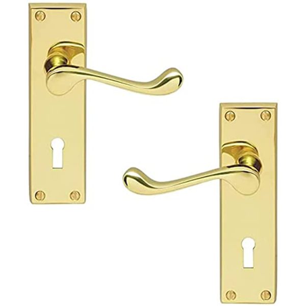 Victorian Scroll Door Handle – 150mm x 40mm  – Polished Brass Finish