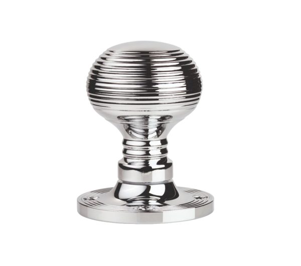 Manital Queen Anne Reeded Mortice Door Knobs, Polished Chrome