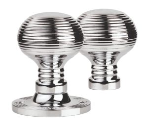 Manital Queen Anne Reeded 61Mm Diameter Base Rim Door Knobs, Polished Chrome (Sold In Pairs)