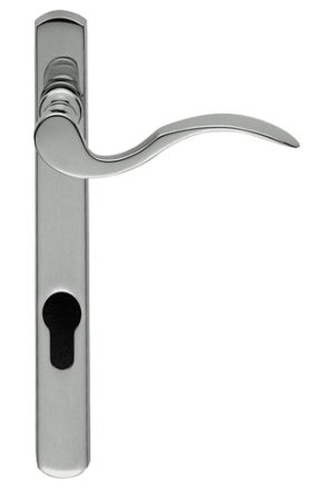 Scroll Narrow Plate, 92Mm C/C, Euro Lock, Polished Chrome Door Handles (Sold In Pairs)