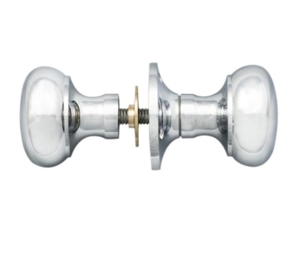 Manital Victorian Small Mushroom 56Mm Diameter Base Rim Door Knobs, Polished Chrome (Sold In Pairs)