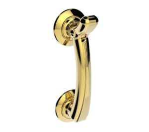 Door Knocker On Rose, Polished Brass