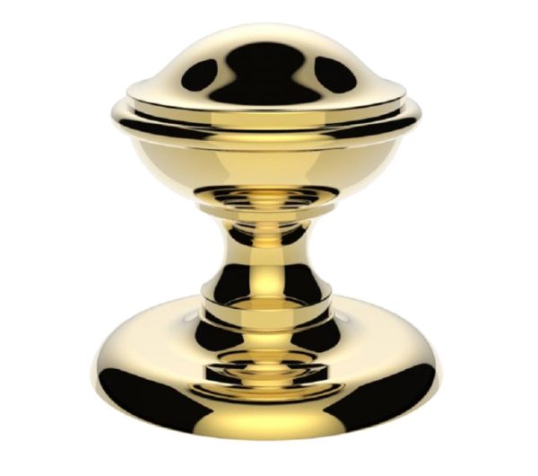 Round Centre Door Knob, Polished Brass