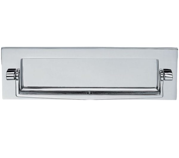 Postal Knocker Letter Plate (256Mm X 80Mm), Polished Chrome