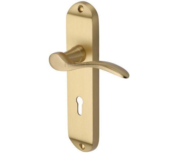 Heritage Brass Maya Satin Brass Door Handles (Sold In Pairs)