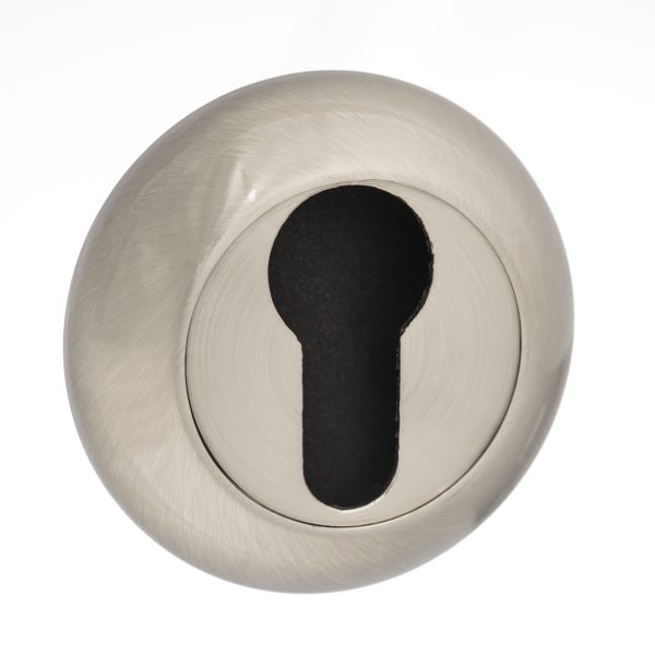 Mediterranean Euro Escutcheons on Round "C" Rose - Satin Nickel