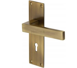 Heritage Brass Metro Low Profile Antique Brass Door Handles - (Sold In Pairs)