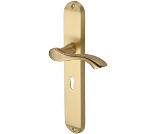 Heritage Brass Algarve Long Satin Brass Door Handles (Sold In Pairs)