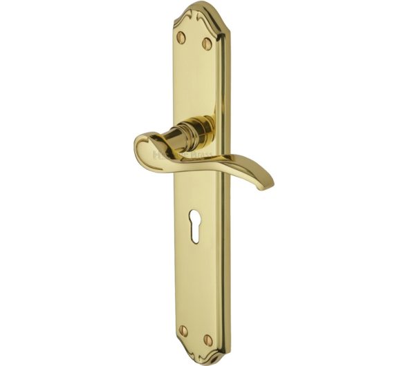 Heritage Brass Verona Long Polished Brass Door Handles (Sold In Pairs)