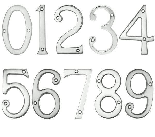 Face Fix Door Numerals (0-9), Satin Chrome