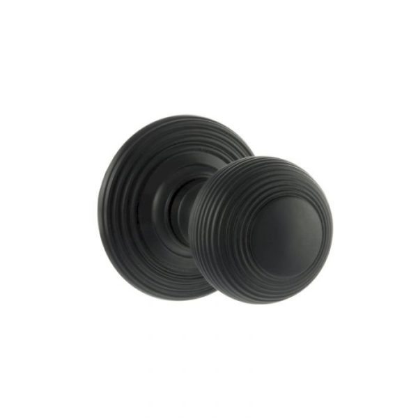 Atlantic Old English Ripon Solid Brass Reeded Mortice Knob, Matt Black - OE50RMKMB (sold in pairs)