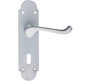 Zoo Hardware Project Range Oxford Door Handles On Backplate, Satin Chrome (Sold In Pairs)