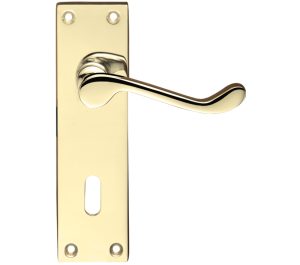 Zoo Hardware Project Range Victorian Scroll Door Handles On Backplate, Electro Brass (Sold In Pairs)