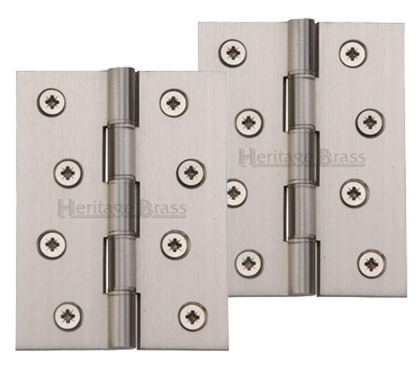 Heritage Brass 4 Inch Double Phosphor Washered Butt Hinges, Satin Nickel - (Sold In Pairs)