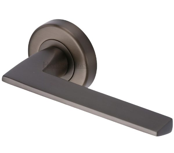 Heritage Brass Pyramid Matt Bronze Door Handles On Round Rose