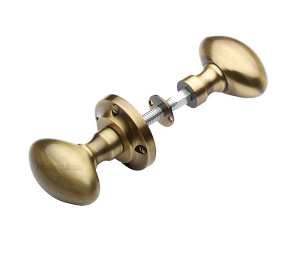 Heritage Brass Suffolk Rim Door Knobs, Antique Brass (Sold In Pairs)