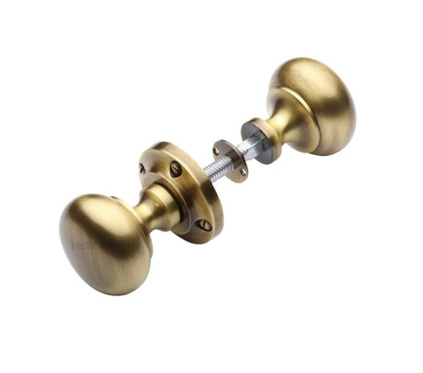 Heritage Brass Victoria Rim Door Knobs, Antique Brass (Sold In Pairs)