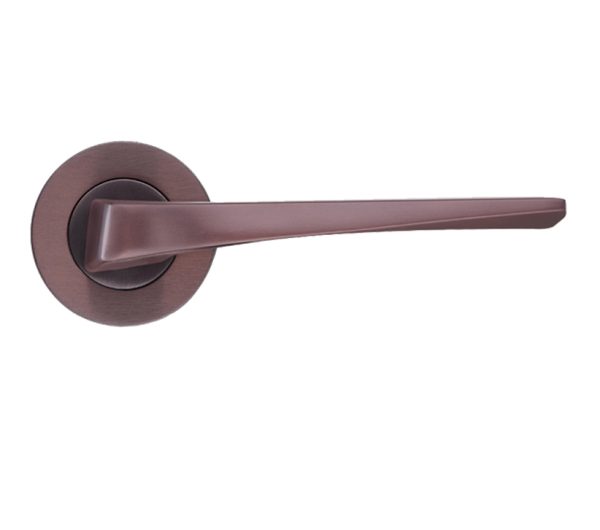 Zoo Hardware Rosso Maniglie Lyra Lever On Round Rose, Electro Coated Bronze (Sold In Pairs)