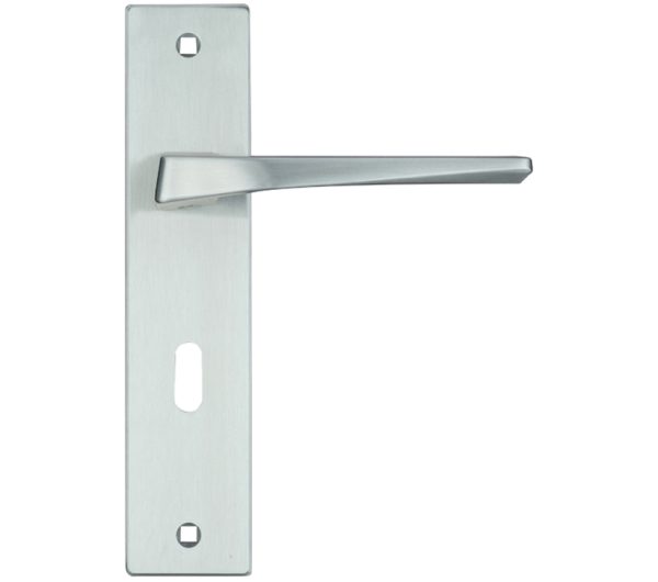 Zoo Hardware Rosso Maniglie Lyra Door Handles On Backplate, Satin Chrome (Sold In Pairs)