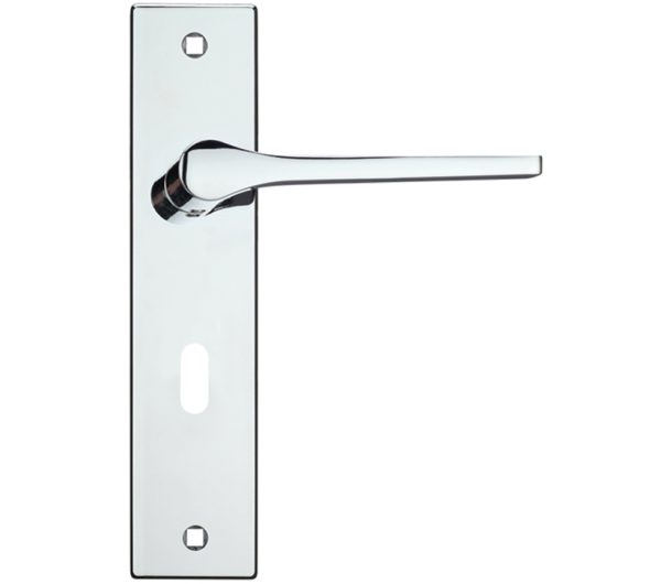 Zoo Hardware Rosso Maniglie Draco Door Handles On Backplate, Polished Chrome (Sold In Pairs)