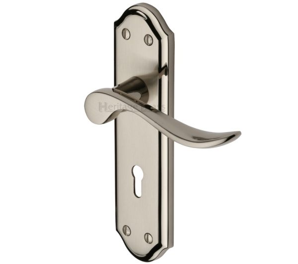 Heritage Brass Sandown Mercury Finish Satin Nickel With Polished Nickel Edge Handles (Sold In Pairs)