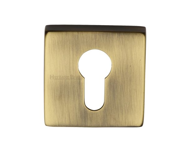 Heritage Brass Euro Profile Square Key Escutcheon, Antique Brass