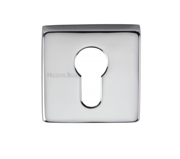 Heritage Brass Euro Profile Square Key Escutcheon, Polished Chrome