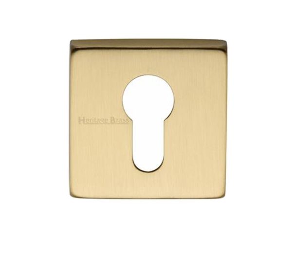 Heritage Brass Euro Profile Square Key Escutcheon, Satin Brass