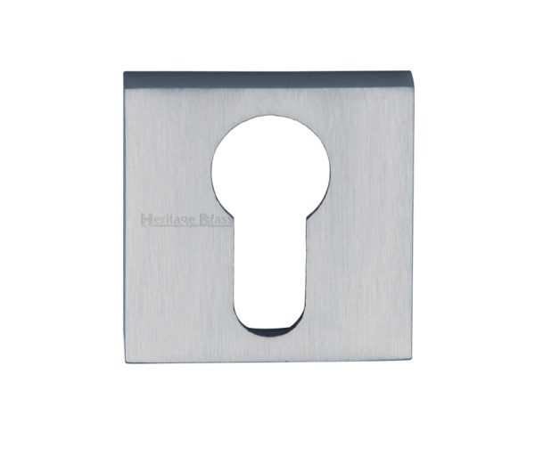 Heritage Brass Euro Profile Square Key Escutcheon, Satin Chrome