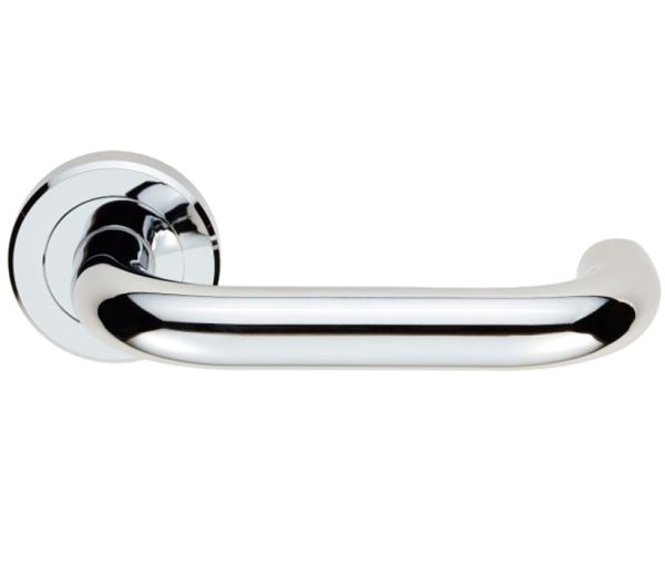 Serozzetta Dda Compliant Safety Door Handles On Round Rose, Polished Chrome - (Sold In Pairs)