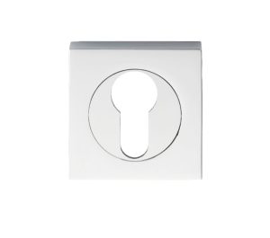 Serozzetta Square Euro Profile Escutcheons, Polished Chrome