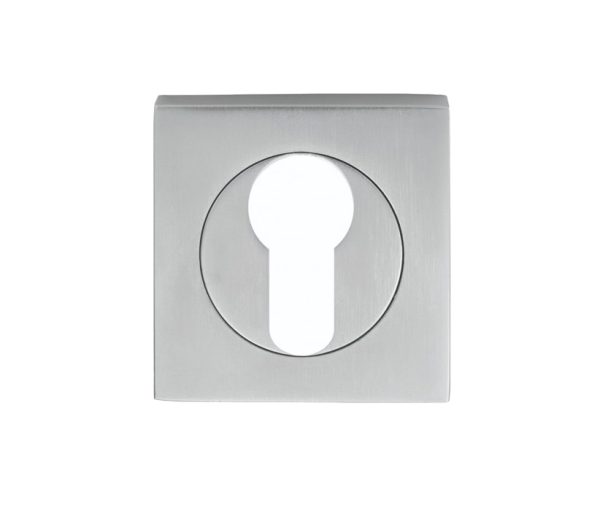 Serozzetta Square Euro Profile Escutcheons, Satin Chrome