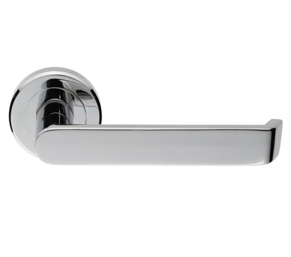 Serozzetta Concept Door Handles On Round Rose, Polished Chrome (Sold In Pairs)