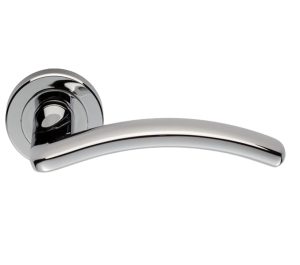 Serozzetta Design Door Handles On Round Rose, Polished Chrome (Sold In Pairs)