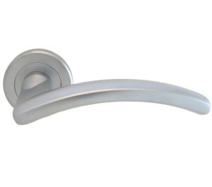 Serozzetta Design Door Handles On Round Rose, Satin Chrome (Sold In Pairs)