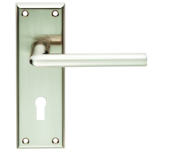 Serozzetta Residential Dieci Door Handles On Backplate, Satin Nickel (Sold In Pairs)