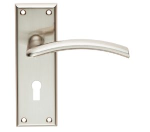 Serozzetta Residential Trenta Door Handles On Backplate, Satin Nickel (Sold In Pairs)