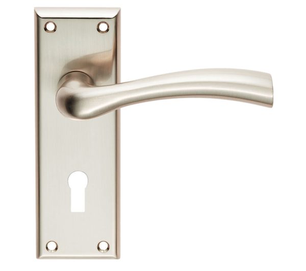 Serozzetta Residential Cinquanta Door Handles On Backplate, Satin Nickel (Sold In Pairs)